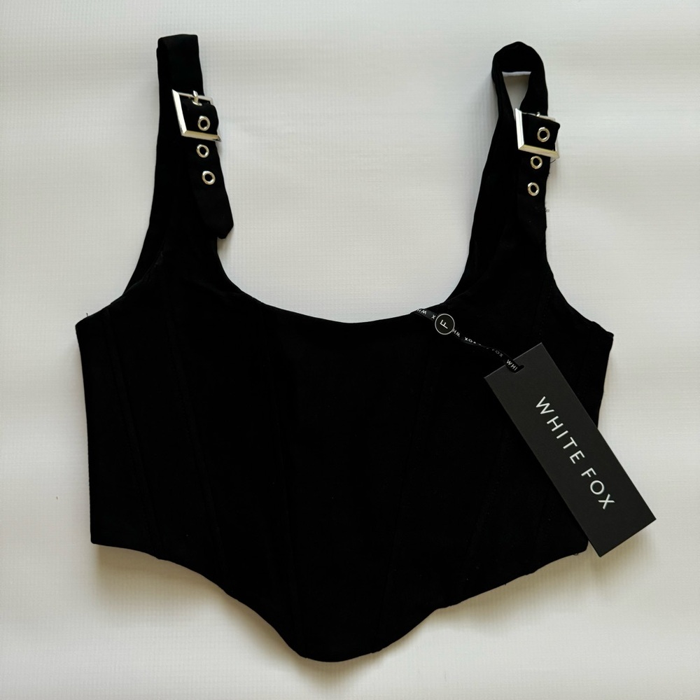 White Fox Boutique Black Corset Tank Top